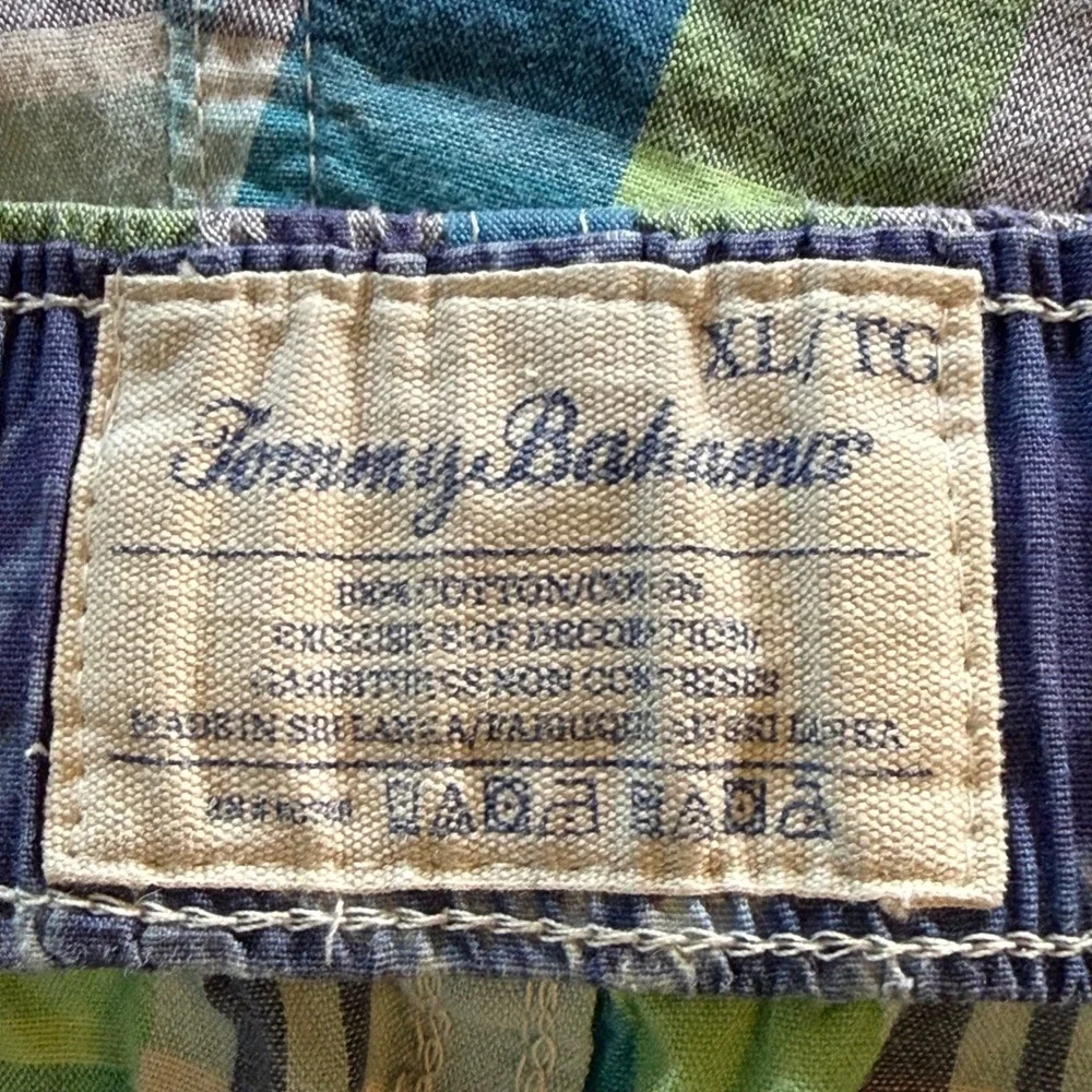 Tommy Bahama Mens XL Pajama Pants Green Blue Plaid Cotton Lounge Sleepwear 2479